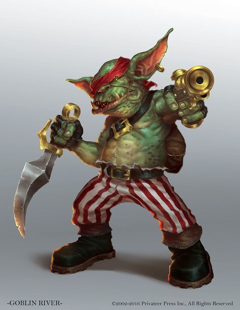 Goblin River, lie setiawan on ArtStation at https://www.artstation.com/artwork/81kaO Goblin Pirate, Goblin Art, Main Game, Goblin King, Green Goblin, Dnd Monsters, Fantasy Races, Dnd Art, Dungeons And Dragons Characters