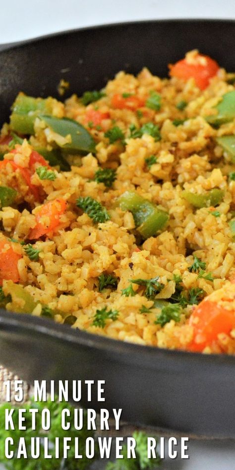 Curried Cauliflower Rice, Keto Rice Recipes, Keto Curry Recipes, Cauliflower Rice Risotto Recipes, Loaded Cauliflower Rice, Recipes Cauliflower Rice, Rice Recipes Healthy, Cauliflower Rice Recipes Healthy, Curry Cauliflower Rice