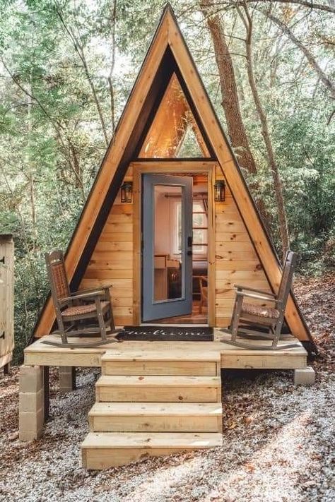 A Frame Bunkie, Ecolodge Design, A Frame Shed, Small A Frame Cabin, Glamping House, Small A Frame, Diy A Frame Cabin, Tiny A Frame Cabin, A Frame Playhouse