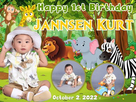 Safari Tarpaulin Design, Safari Tarpaulin Background, Safari Theme Tarpaulin Layout, Tarpaulin Ideas, Diy Cake Topper Printable, Birthday Tarpaulin, 3rd Birthday Party For Boy, Boy Background, Birthday Tarpaulin Design