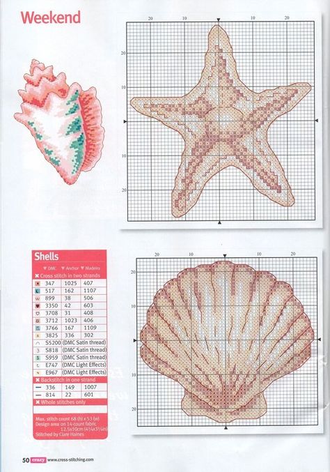 Cross Stitch Sea, Cross Stitch Love, Pola Kristik, Shell Pattern, Cross Stitch Cards, Needlepoint Patterns, Cross Stitch Patterns Free, Free Cross Stitch, Plastic Canvas Patterns