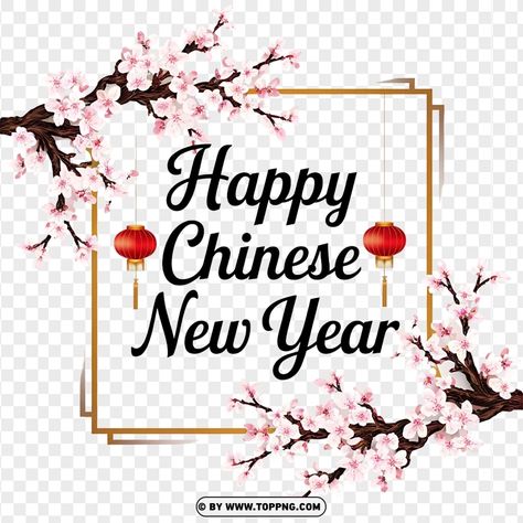 Golden Frame, Happy Chinese New Year, Cherry Blossoms, Chinese New Year, Png Clipart, Cherry Blossom, Banners, Blossom, Cherry