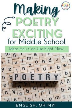 Celebrate Poetry Month with these fun and exciting poetry activity ideas for middle school students. Click through to read this blog post, where you will find some poetry teaching tricks, exciting and engaging poems for your middle school students, and suggestions on how to make poetry exciting in your middle school classroom. #middleschoolpoetry Poetry Activities Middle, Teaching Poetry Middle School, Poetry Unit Middle School, Poems For Middle School, Middle School Ela Lessons, Poetry Activity, Poetry Middle School, Middle School English Classroom, Middle School Ela Classroom