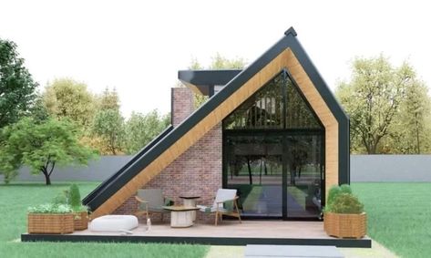 A Frame Tiny House, Frame Tiny House, A Frame Houses, A Frame House, Village House Design, Village Houses, Small House Design, Design Case, A Frame