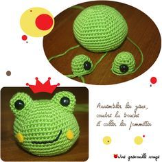 Grenouille : patron | Une grenouille rouge Yarn Dolls, Crochet Bunny Pattern, Crochet Frog, Crochet Mouse, Comme Si, Crochet Bunny, Love Crochet, Crochet For Kids, Crochet Patterns Amigurumi