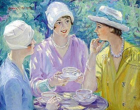 Susan Ricker Knox (1874 – 1959). Чай с друзьями Japanese Tea Party, Reading In The Garden, Ogunquit Beach, Beach Market, Tea With Friends, Garden Japanese, Market Scene, American Gallery, Cuppa Tea