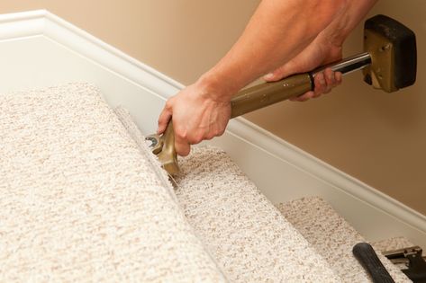 Installing Carpet On Stairs, Carpet On Stairs, Install Carpet, Stairway Carpet, Patterned Stair Carpet, Stairs Diy, Outdoor Stair Railing, Carpet Repair, Carpet Stair Treads