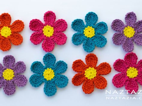 Crochet Tricks, Heart Applique, Crochet Flowers Easy, Hippie Crochet, Crocheted Flowers, Hippie Flowers, Fun Crochet, Fun Crochet Projects, Double Crochet Stitch