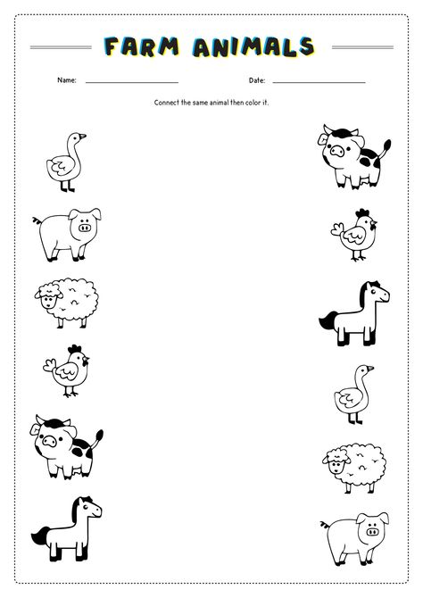 Farm Animal Worksheets Preschool, Toddler Activity Sheets, Farm Animals Worksheets For Kids, Animals Worksheets For Kids, Farm Animals Worksheet, Farm Animals For Kids, Animals Worksheet, Farm Animals Activities, Learning Journal