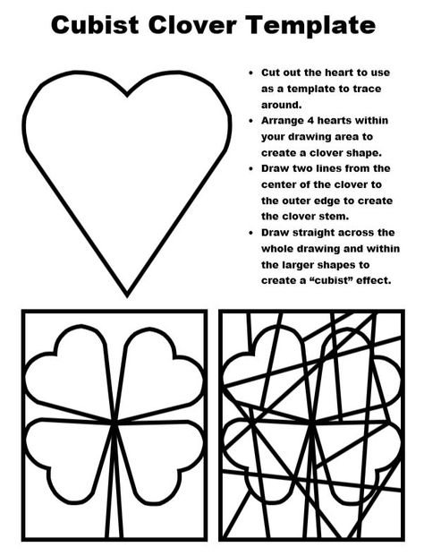 Cubist Clover: St. Patrick's Day Abstract Art For Kids - Woo! Jr. Kids Activities Abstract Art For Kids, Easy Abstract Art, Saint Patricks Day Art, Abstract Art Projects, St Patricks Day Crafts For Kids, 2nd Grade Art, 6th Grade Art, St Patrick's Day Crafts, Elementary Art Projects