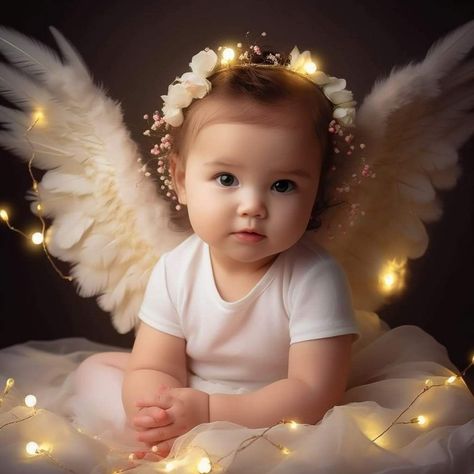 Angel Wing Maternity Photoshoot, Maternity Shoot With Angel Wings, Maternity Shoot Angel Wings, Newborn Angel Photoshoot, Angel Baby Girl, Angel Theme, Fotos Ideas, Monthly Baby, Baby Pics