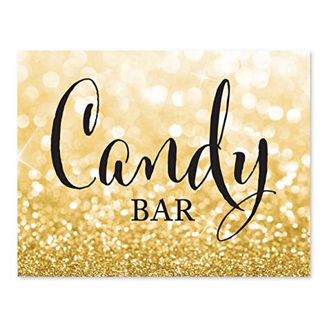 Andaz Press Wedding Party Signs, Glitzy Gold Glitter, 8.5x11-inch, Candy Bar Reception Dessert Table Sign, 1-Pack, Bokeh Colored Party Supplies Bar Reception, Reception Desserts, Dessert Table Sign, Table Easel, Mini Table, Table Sign, Table Signs, Party Signs, Memorial Gifts