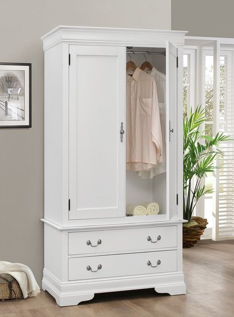 White Armoire, Wardrobe Storage Cabinet, Wooden Wardrobe Design, Wooden Wardrobe, Wardrobe Furniture, Wardrobe Armoire, Wholesale Furniture, Teenage Bedroom, Wardrobe Design