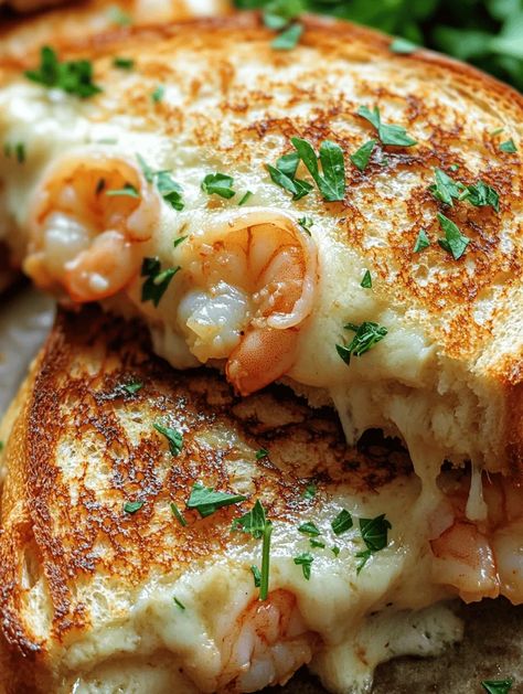 Are you ready to take your grilled cheese game to the next level? Our Cheesy Garlic Shrimp Grilled Cheese Delight is just the recipe you need! Imagine biting into a crispy, golden sandwich that melts in your mouth, bursting with creamy cheeses, succulent shrimp, and a hint of garlic. This dish is not only perfect for a cozy dinner at home but also impresses guests at casual gatherings. The... Shrimp Flatbread Recipes, Shrimp Grilled Cheese, Grilled Shrimp Sandwich, Shrimp Sandwich Recipes, Lobster Grilled Cheese, Shrimp Nachos, Shrimp Grilled, Cheese Game, Shrimp Sandwich