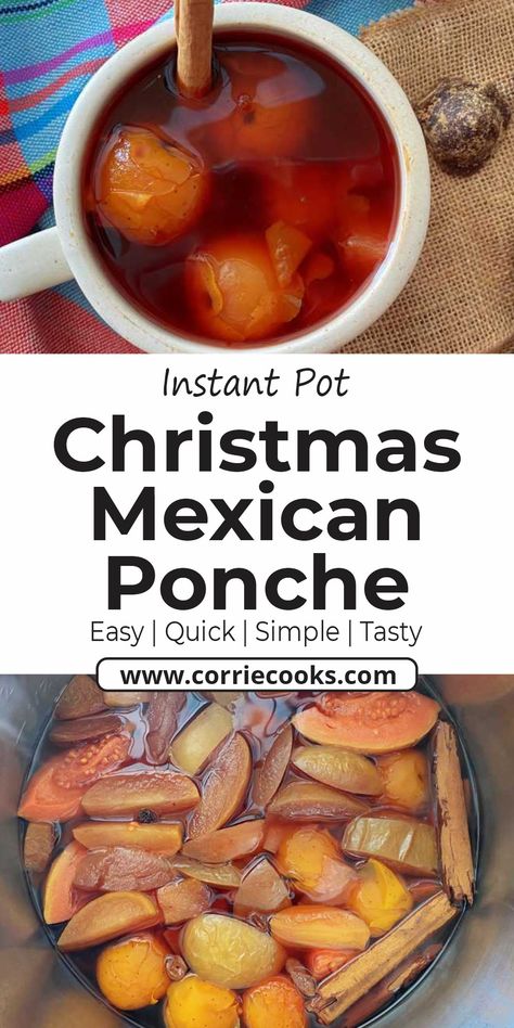 This Mexican Christmas Punch is a great recipe and you can enjoy it not only in Mexico but all over the world. This beverage is warm and filled with the sweetness of the Piloncillo cone. Mexican Ponche Recipe, Punch For Christmas, Ponche Recipe, Mexican Punch, Perfect Chicken Wings, Instant Pot Mexican, Festive Holiday Drinks, Christmas Punch Recipes, Crispy French Fries