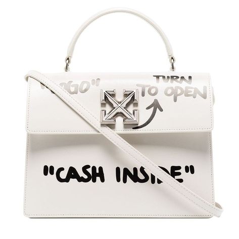 Off White Bag, Latest Bags, Inside Bag, White Purses, Designer Shoulder Bags, White Brand, Metallic Logo, White Bag, White Leather