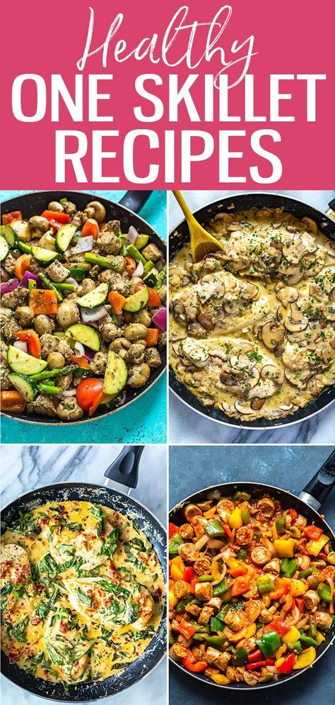 These One Skillet Recipes are a lifesaver when it comes to last-minute meal prep. Add some protein, veggies and starch for an easy dinner! #onepan #skillet Healthy Skillet Meals, Cast Iron Skillet Recipes Dinner, Healthy Skillet, Easy Skillet Dinner, Protein Vegetables, Electric Skillet Recipes, Healthy One Pot Meals, Protein Veggies, Skillet Dinner Recipes