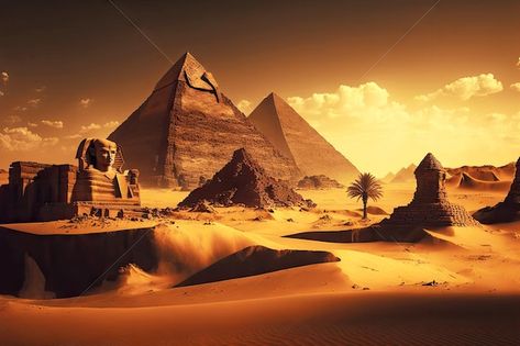 Photo sandy desert with historical monum... | Premium Photo #Freepik #photo #egypt-pyramids #egypt #pyramid #ancient-egypt Pyramids Egypt Wallpaper Hd, Desert Ruins, Egypt Wallpaper, Sandy Desert, Egypt Pyramids, Egypt Flag, History Background, Pyramids Egypt, Desert Sunrise