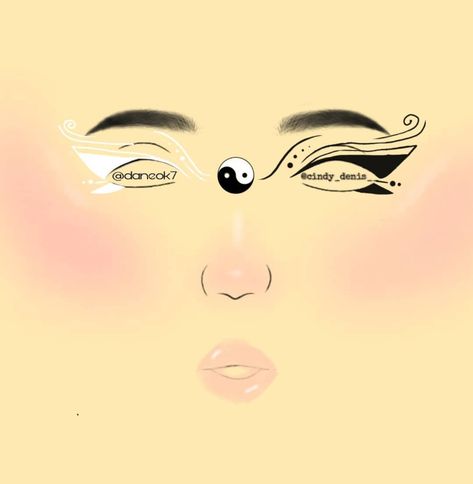 Makeup, delineado, eyerliner, eyeliner, ideas. Yin Yang Face Paint, Ying Yang Makeup, Ts4 Skin, Eyeliner Inspo, Face Charts, Makeup Face Charts, Face Chart, Eye Makeup Art, Ying Yang