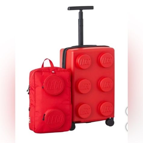 New Lego Red Carry-on & Backpack Luggage Set Backpack Hooks, Lego Bag, Luggage Red, Backpack Luggage, Carry On Backpack, Backpack Set, Cabin Bag, Backpack With Wheels, Luggage Strap