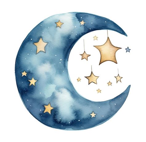 Kawaii Moon, Moon With Stars, Baby Boy Art, Moon Cartoon, Beautiful Good Night Images, Class Pictures, Good Night Wishes, Cute Love Images, Happy Paintings