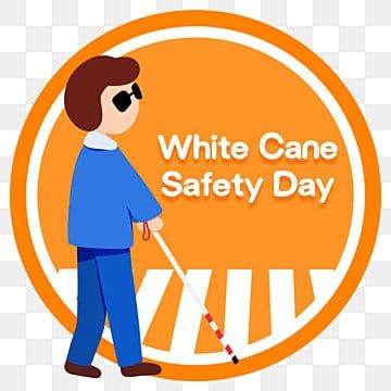 blind,visually impaired,caring,zebra crossing,orange,orange clipart,safety clipart,caring clipart,day clipart,white clipart,cane clipart,blind clipart White Cane Day, Safety Clipart, Orange Clipart, White Cane, International Children's Day, International Volunteer, Zebra Crossing, Man Illustration, White Angel