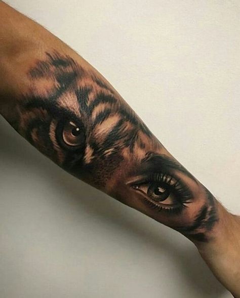 P i n t e r e s t | oshslambie ♡ Tato Mata, Tiger Eyes Tattoo, Tato Lengan, Tiger Eyes, Forearm Tattoo Women, Dope Tattoos For Women, Stylist Tattoos, Full Sleeve Tattoos, Best Sleeve Tattoos