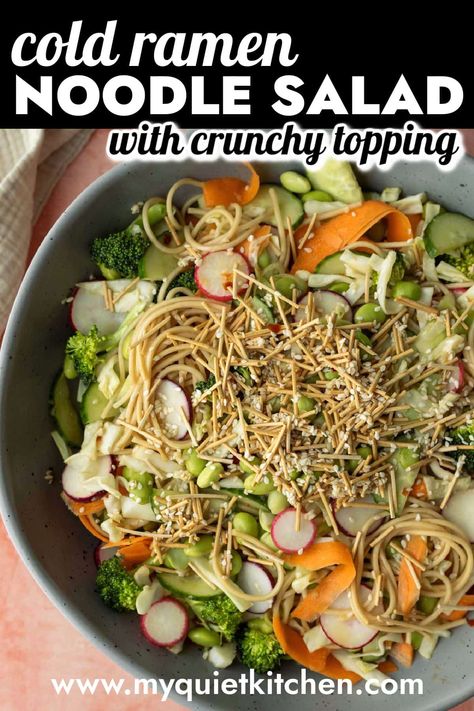 Cold Ramen Noodle Salad, Asian Cold Noodle Salad, California Spaghetti Salad Recipe, Vegan Zoodles, Cold Ramen, Cold Noodle Salad, Vegan Noodles Recipes, Sesame Noodles Recipe, Weekday Lunches