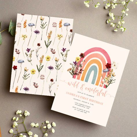 Wild And Onederful, Colorful First Birthday, Rainbow 1st Birthday, Elegant Birthday Invitations, Birthday Elegant, Rainbow Birthday Invitations, 1st Birthday Invitation, Boho Birthday