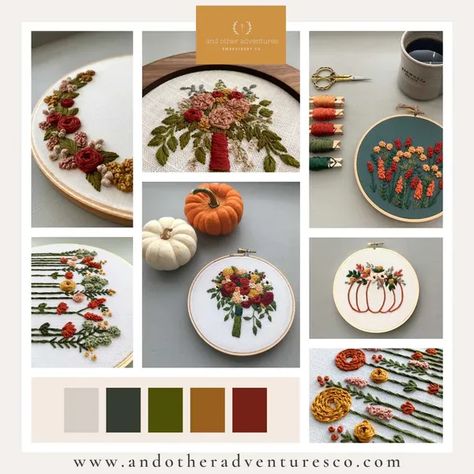 Embroidery Mood Board, September Mood Board, Summer Flip Flops, Hand Art Drawing, Autumn Aesthetic, Hand Art, Embroidery Hoop Art, Hoop Art, Embroidery Hoop