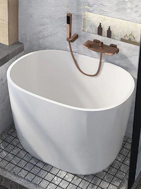 Bathtub Small Apartment Acrylic Internet Celebrity Mini Deep Bubble Japanese Household Independent Movable Constant - AliExpress Japanese Soaker Tub, Small Soaking Tub, Tiny Bathtub, Japanese Bathrooms, Bath Freestanding, Deep Soaker Tub, Mini Bathtub, Deep Bathtub, Tub Design