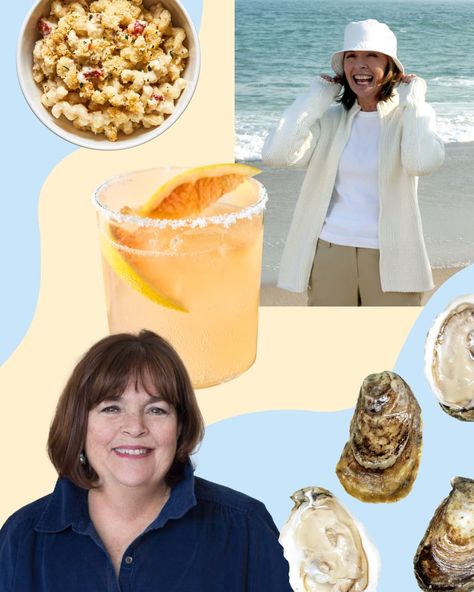 Graphic collage representing the coastal grandmother trend of lobster mac and cheese, a paloma cocktail, fresh oysters, movie still of Diane Keaton in Something's Gotta Give, and Ina Garten. Coastal Grandmother Summer, Olive Garden Chicken Gnocchi, Chicken Gnocchi Soup Olive Garden, Truffle Cookies, Oysters Rockefeller, Lobster Mac, Lobster Mac And Cheese, Beach Dinner, Chicken Gnocchi Soup