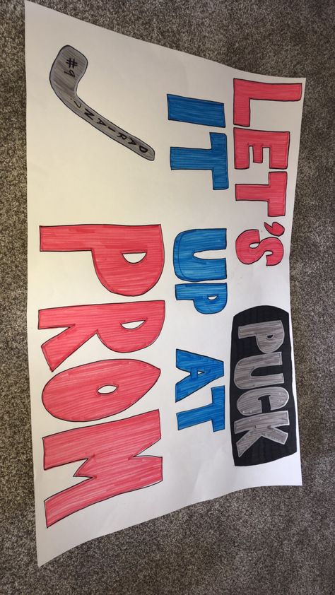 Promposal Ideas Hockey, Hockey Promposal For Him, Hockey Promposal, Prom Dance Ideas, Prom Signs, Dance Asks, Cute Promposals, Dance Proposals, Prom Posters