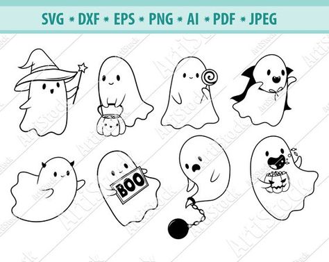 Cute Ghost Svg, Spooky Ghost Svg, Ghost Boo S Cute Ghost Svg, Cartoon Ghost Tattoo, Cute Ghost Doodles, Ghost Svg Free, Little Ghost Drawing, Ghost Doodle, Ghost Drawing, Sketch Note, Pumpkin Bucket