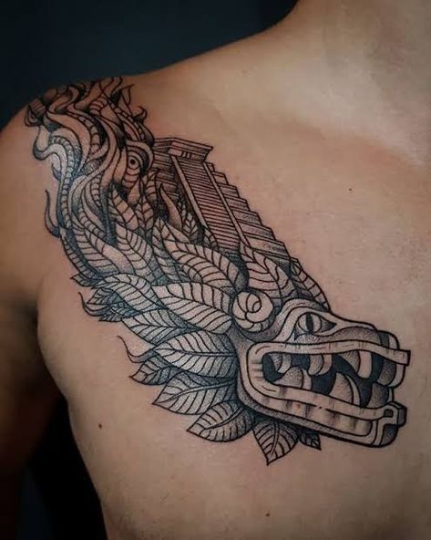 Quetzalcoatl Tattoo Design, Quetzalcoatl Art, Quetzalcoatl Tattoo, Crow Tattoo Design, Mayan Tattoos, Aztec Tattoos, Mexican Tattoo, Monster Tattoo, Mexican Art Tattoos