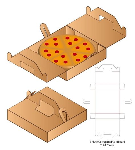 Box Packaging Templates, Pizza Box Design, Packaging Die Cut, Corrugated Packaging, Packaging Template Design, Pizza Design, Packaging Template, 3d Vector, Pizza Boxes