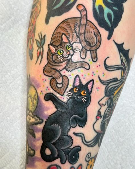 Ginny Marie Kalnasy on Instagram: "🥹 Thank you for asking for your kitties as a gap filler @lauryn.grace.hair So much fun! 🖤🧡 I have time in June! Email me to book! Ginnymarietattoos@gmail.com . . . #michigantattooartist #michigantattooer #ladytattooer #ladytattooartist #detroittattooartist #detroittattooer #ceruleanelectrictattoo #ginnymarietattoos #minnesotatattooartist #minnesotatattooer #minneapolistattooartist #minneapolistattooer #beetattoo #cattattoo #cattoo #pettattoo #pettattoos #kittytattoo #spookytattoo #ouijatattoo #ouija #spookykitty #spookyseason #spookytattoo #blackcattattoo #blackcat #truelove" Minnesota Tattoo, Minneapolis Tattoo, Ouija Tattoo, Michigan Tattoos, Sailor Tattoo, Black Cat Tattoos, Traditional Tattoo Sleeve, Sweet Tattoos, Spooky Tattoos