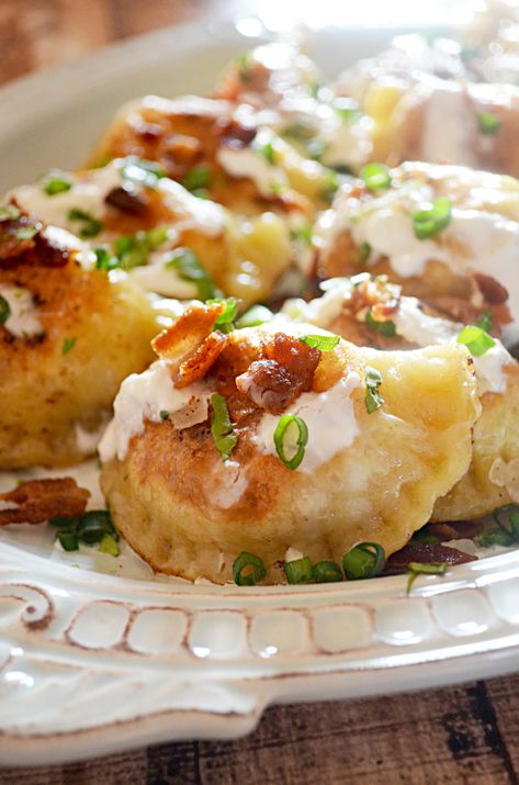 Bacon, Cheddar, Caramelized Onion, and Potato Pierogi - Host The Toast Heavenly Potatoes, Potato Pierogi, Pierogi Recipe, Carmelized Onions, Caramelized Onion, Bacon Cheddar, Great Appetizers, Russian Recipes, Caramelized Onions