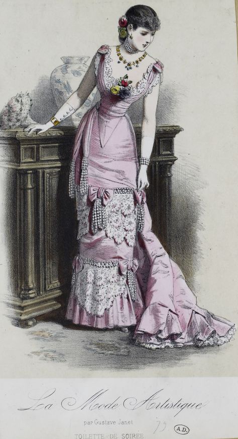 La Mode Artistique 1879 1879 Fashion, Victorian Era Dresses, Western Womens Fashion, 1870s Fashion, Victorian Era Fashion, 1880s Fashion, Fashion Decades, Bustle Dress, 20th Century Fashion