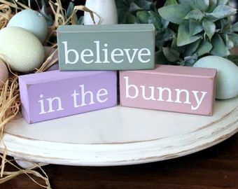 View Blocks by CountryWorkshop on Etsy Spring Wood Projects, Tiered Shelf Decor, Easter Wood Projects, Easter Wood Signs, Mantle Display, Mini Shelf, Easter Tiered Tray, Bunny Sign, Easter Wood Crafts