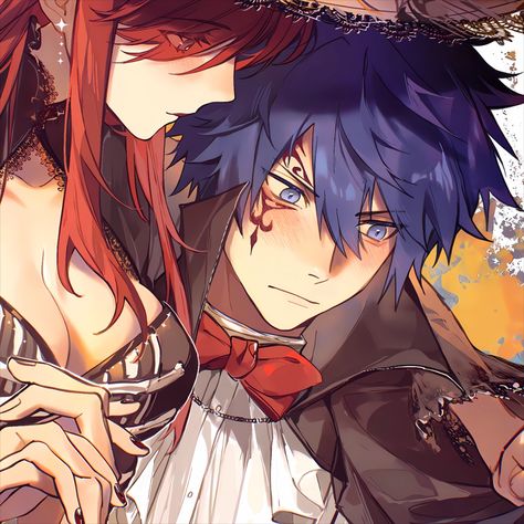 art credit xuchuan25 on x Erza Et Jellal, Fairy Tail Drawing, Juvia And Gray, Jellal And Erza, Fairy Tail Photos, Matching Pfp's, Match Pfp, Fairy Tail Pictures, Fairy Tail Love