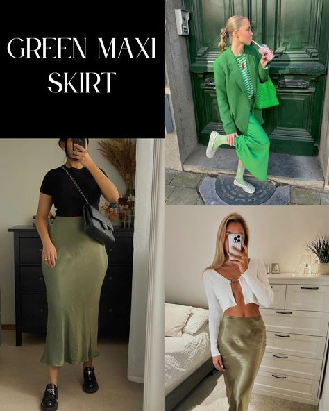 43 Maxi Skirt Outfit Ideas For Warm Days Ahead - ljanestyle Green Satin Maxi Skirt Outfit, Satin Maxi Skirt Outfit, Maxi Skirt Outfit Ideas, Outfit Ideas For Summer, Maxi Skirt Outfit, Skirt Outfit Ideas, Long Floral Skirt, Colorful Outfits, Satin Maxi Skirt