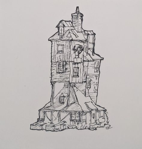 Harry Potter Weasley House, Burrow Drawing, Weasley House, Harry Potter Weasley, Potter Tattoo, 2023 Mood, The Burrow, Harry Potter Tattoos, Harry Potter Tattoo