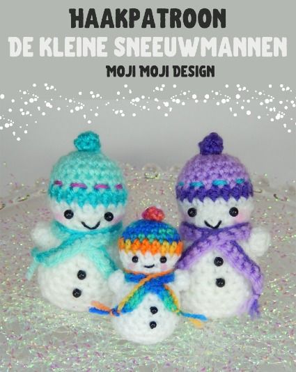 Haakinformatie | Haakpatroon Kleine Sneeuwmannen • Haken • Haakinformatie Tiny Snowman, Snowman Amigurumi, Snowman Pattern, Crochet Snowman, Crochet Xmas, Crochet Christmas Decorations, Snowmen Patterns, Crochet Winter, Holiday Crochet