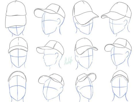 Hair With Hat Drawing Reference, Backwards Cap Drawing Reference, Guy With Hat Drawing, Person With Hat Reference, Person Wearing Hat Reference, Fitted Hat Drawing, Wearing Hat Reference, Cap Reference Drawing, Baseball Hat Reference