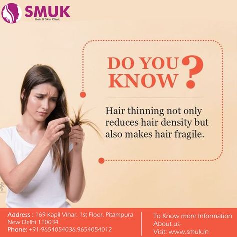 Do You Know? Hair Thinning Not only Reduces Hair Density but also Makes Hair Fragile...!! 👉Get to know more about SMUK on - www.smuk.in 👉For Consultation: ☎+91-9654054036, 9654054012 Hair Social Media, Basic Computer Skills, Hair Ads, Hair Advertising, Androgenic Alopecia, Stop Hair Breakage, Skin And Hair Clinic, Basic Computer, Footer Design