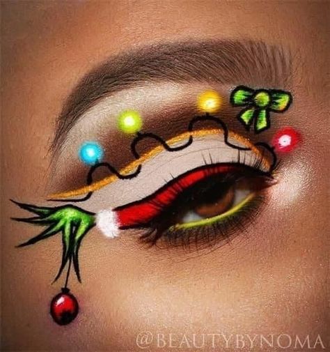 Festive Eye Makeup, Holiday Eye Makeup, Festival Eye Makeup, Maquillage Halloween Simple, Xmas Makeup, Christmas Tree Illustration, Christmas Eyeshadow, Maquillage Yeux Cut Crease, Bronze Eye Makeup