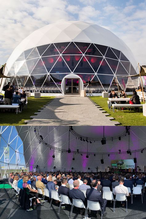 Cheap Gazebo, Car Showroom Design, Mountain Architecture, Dome Building, Geodesic Dome Homes, Dome Structure, Tensile Structures, Radio Design, Event Solutions