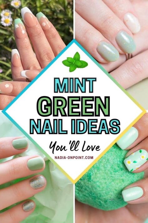 Mint Green Nails: A Fresh Take on Nail Art Mint Green Toe Nails, Cute Mint Green Nails, Mint Green Aesthetic Nails, White And Mint Green Nails, Mint Nail Polish Designs, Bright Mint Green Nails, Toe Nails Designs, Green Toe Nails, Green Nail Ideas