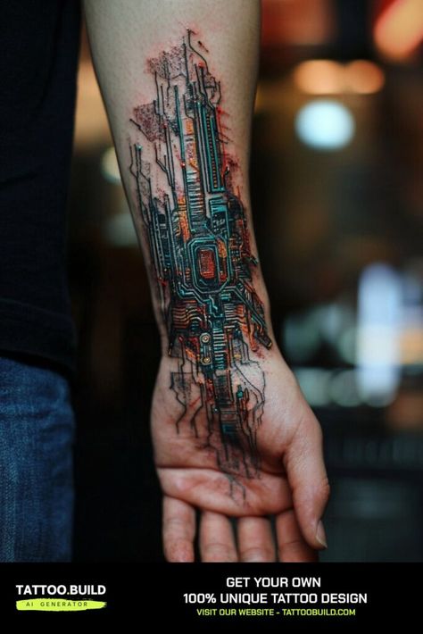 Bold Cyberpunk Tattoo Ideas for Your Next Ink Cyberpunk Anime Tattoo, Cyberpunk Tattoo Design, Cyberpunk Tattoo Design Ideas, Cyberpunk Tattoos, Futuristic Inspiration, Cyberpunk Tattoo, Futuristic Designs, Free Tattoo Designs, Cyberpunk Design